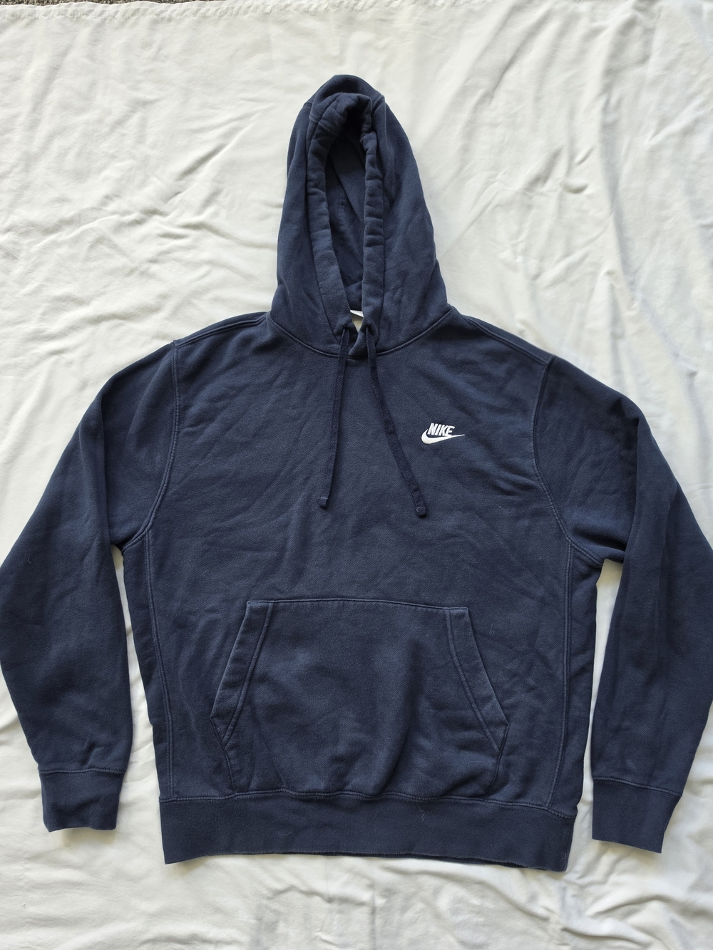 Nike Club Fleece Hoodie Mens Medium Navy Blue Pullover Embroidered Logo